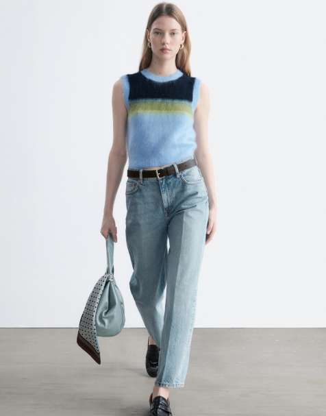 & Other Stories knitted vest with mohair in light blue stripe - view 1