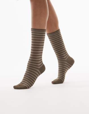 & Other Stories - Knöchelhohe Socken in Grün mit bunten Streifen