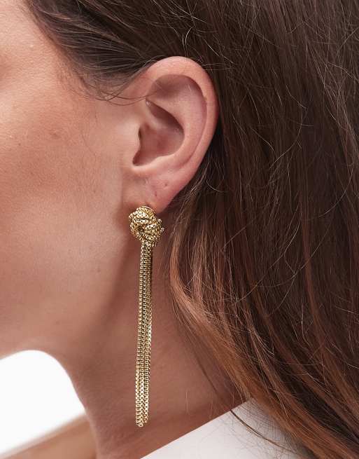 & Other Stories knot tassel pendant earrings in gold, 2 of 3