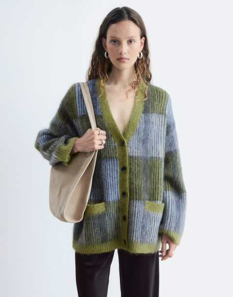 & Other Stories kofta i ull- och mohairmix med patchwork i grönt - view 1