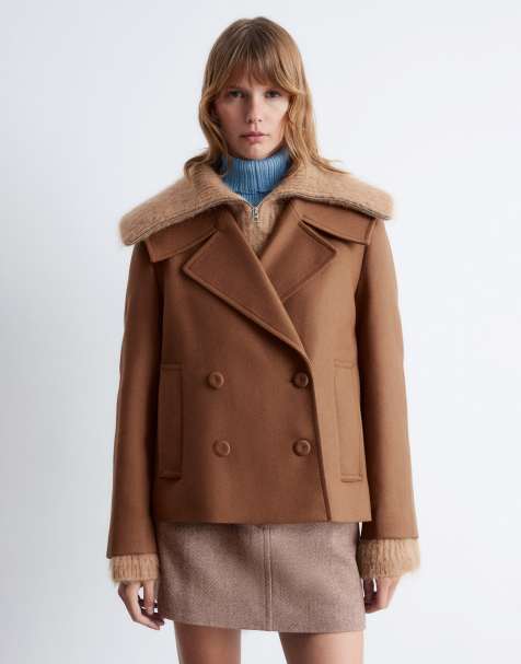 & Other Stories - Korte pea coat met manchetten met bandjes in bruin - view 1