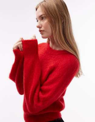 & Other Stories - Kurz geschnittener Pullover aus Mohair-Wollmix in Rot