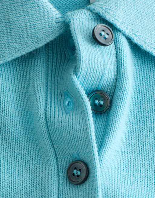 & Other Stories kurzärmliger Polo-Strickpullover in Türkis, 4 von 5