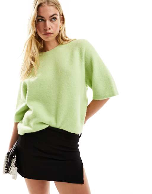 & Other Stories – Kurzärmliger Strickpullover aus Alpaka in Grün
