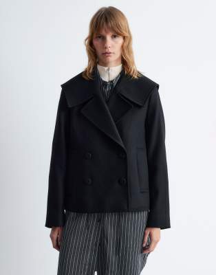 & Other Stories - Kurze Cabanjacke in Schwarz mit Riemen an den Bündchen