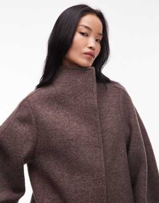 & Other Stories - Kurze Jacke aus Wollmix in Hellbraun mit Stehkragen-Brown