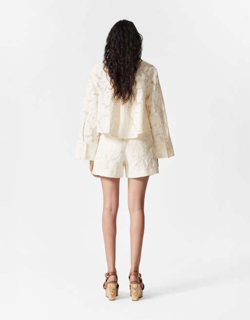& Other Stories lace jacquard shorts in off white - part of a set, 3 of 4