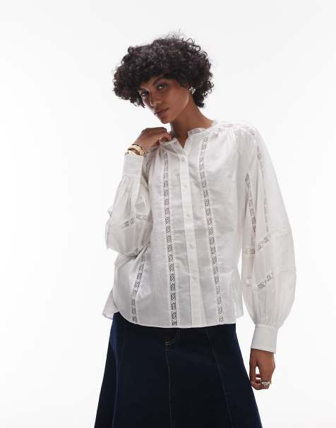 & Other Stories lace ladder insert blouse in white - view 1