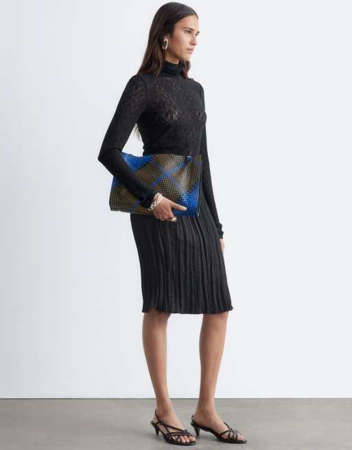 & Other Stories lace long sleeve top with thumb holes in black, 3 of 4