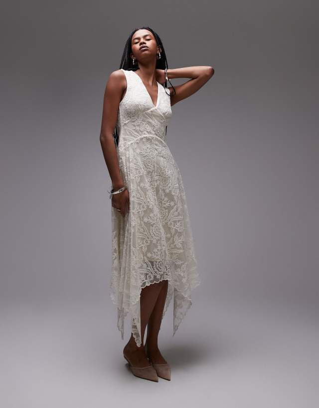 & Other Stories lace midaxi dress with dropped waist and