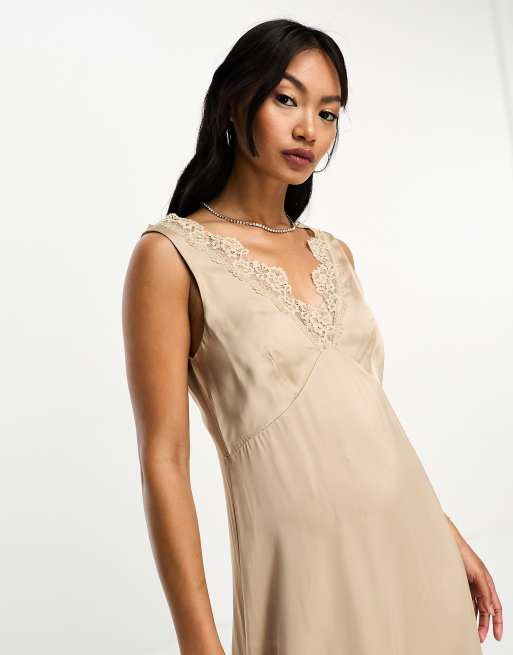 Lace trim slip store dress