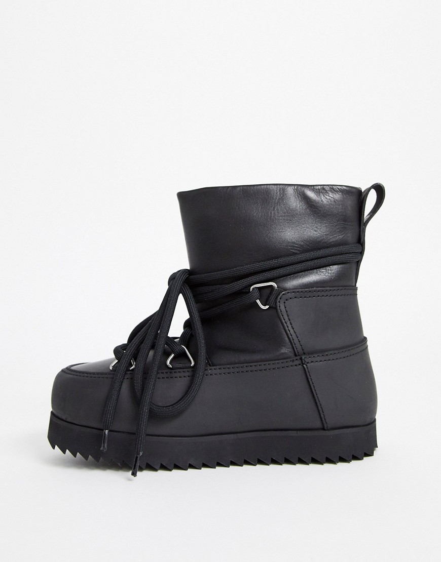 & Other Stories lace-up chunky snow boots in black