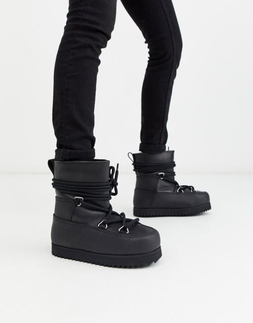 Black lace cheap up winter boots