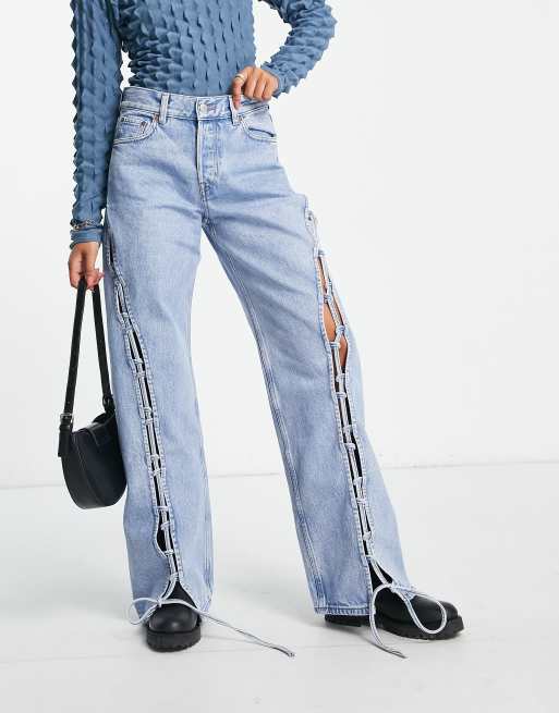 Lace cut sales out jeans