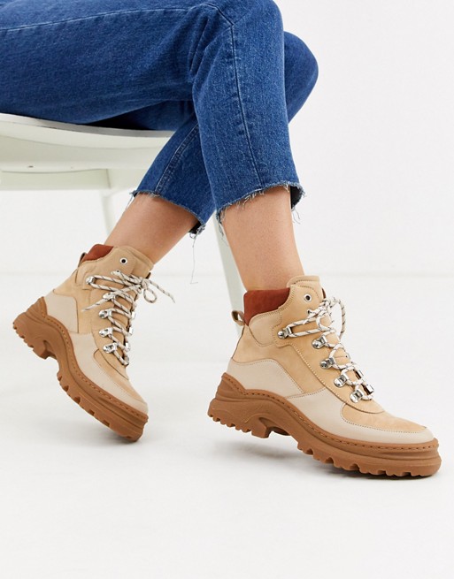 & Other Stories lace-up hiking boots in beige | ASOS