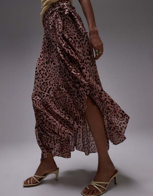 & Other Stories - Lagdelt maxinederdel med asymmetrisk kant og leopardprint i chiffon, 4 af 5