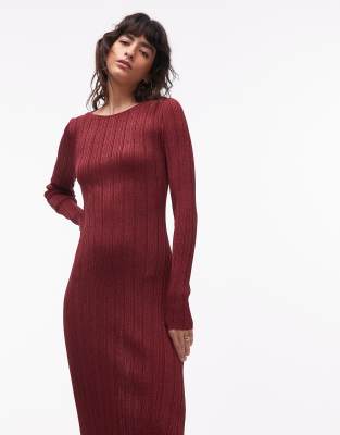 & Other Stories - Langärmliges Midikleid in Rot mit U-Boot-Ausschnitt