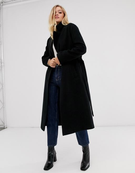 & Other Stories – Langer Mantel in Schwarz mit Gürtel, 4 von 4
