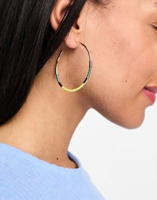 & Other Stories large hoop earrings in gold with yellow and turqoise detail