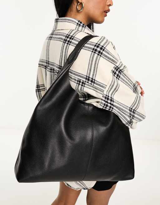 Other Stories large leather tote bag in black ASOS