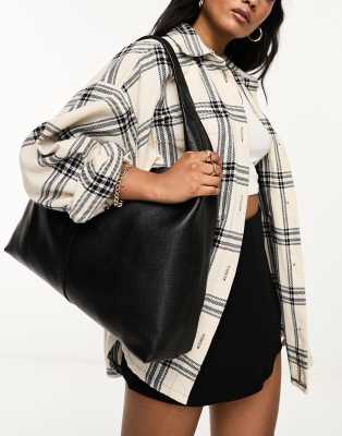 & Other Stories leather tote bag in black