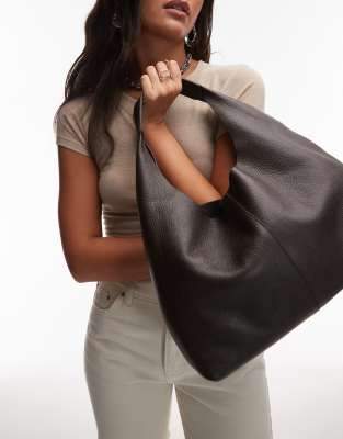 & Other Stories Large Leather Tote Bag In Brown