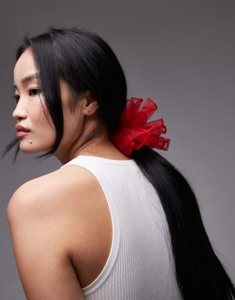 & Other Stories large mesh scrunchie in red - view 1