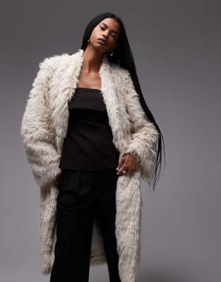 & Other Stories Large Midi Faux Fur Coat In Neutral