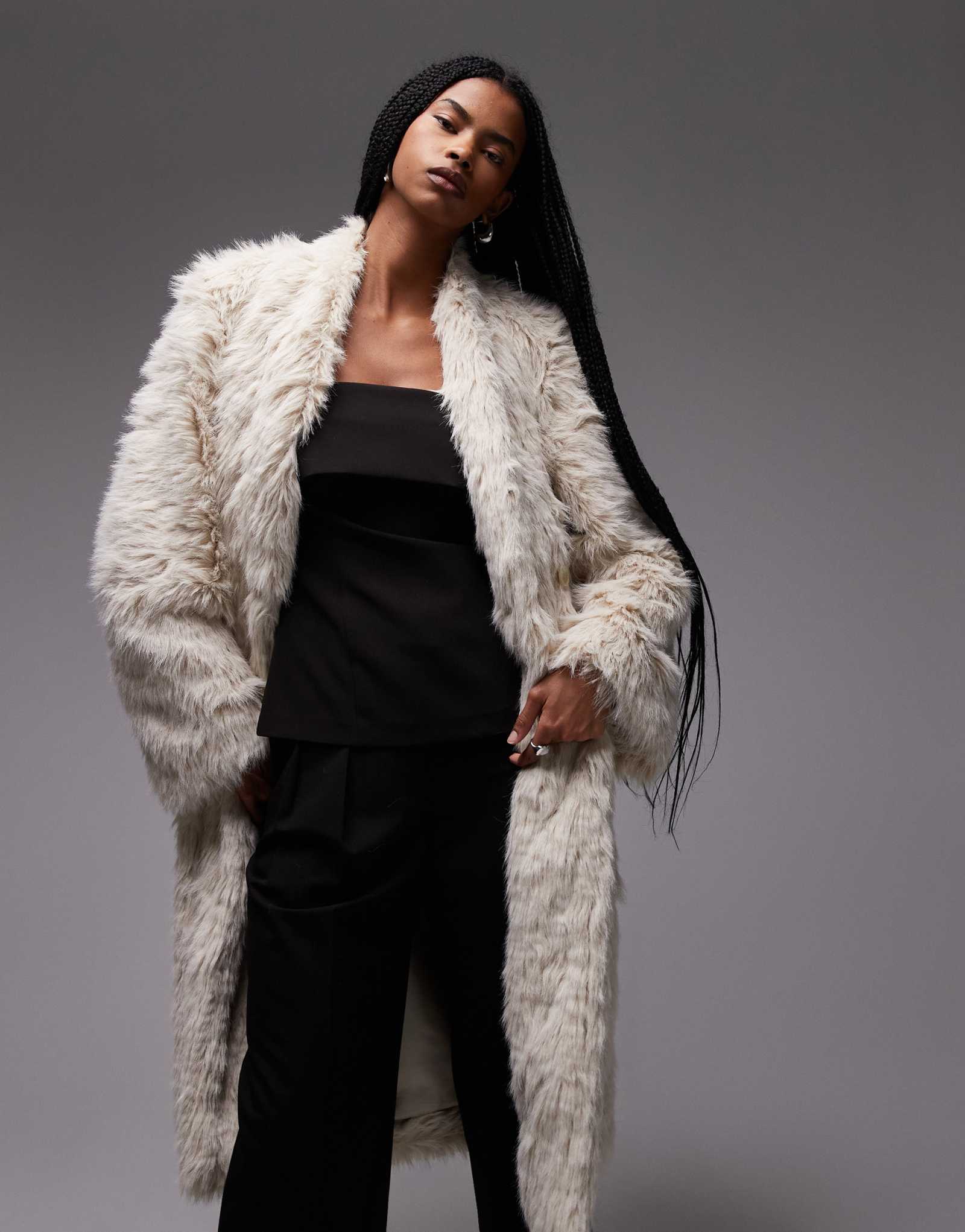 & Other Stories большое миди-пальто из искусственного меха светло-бежевого цвета