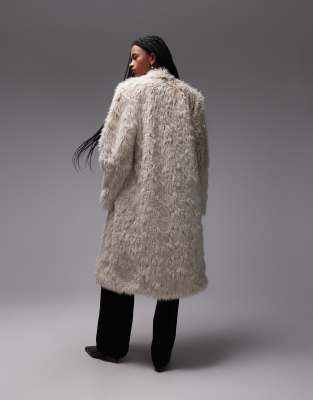 & Other Stories Large Midi Faux Fur Coat In Neutral