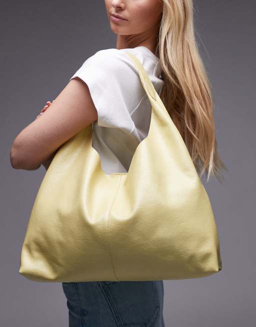 & Other Stories large patent leather tote bag in buttermilk yellow