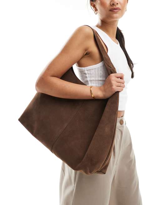 Other Stories large suede leather tote bag in brown ASOS