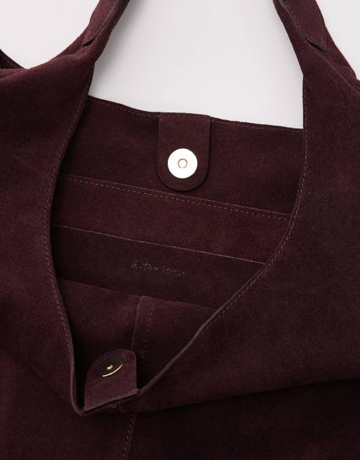 & Other Stories large suede leather tote bag in burgundy, 2 of 4