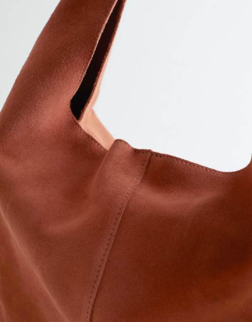 & Other Stories large suede leather tote bag in red, 4 of 4