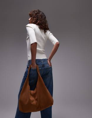 & Other Stories large suede leather tote bag in tan brown