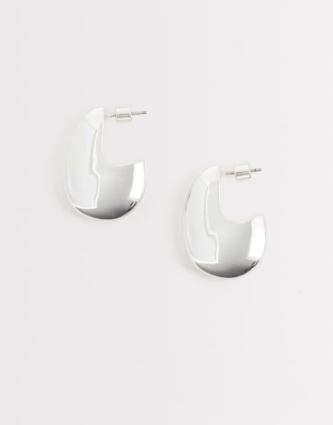 & Other Stories large teardrop curve earrings in silver - view 1