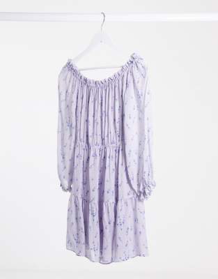 lilac bardot dress