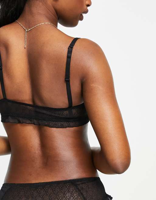 & Other Stories leaf lace ruffle bralette in black, 2 of 4
