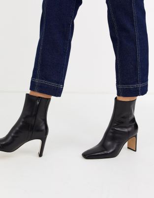 black square toe ankle boots