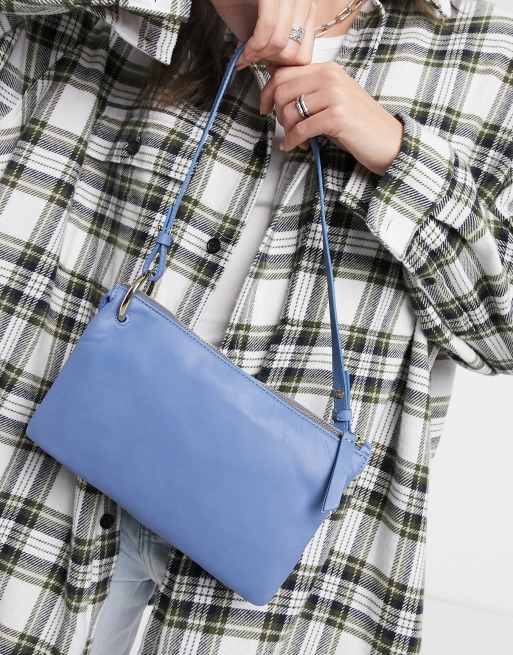 Other Stories leather baguette bag in blue