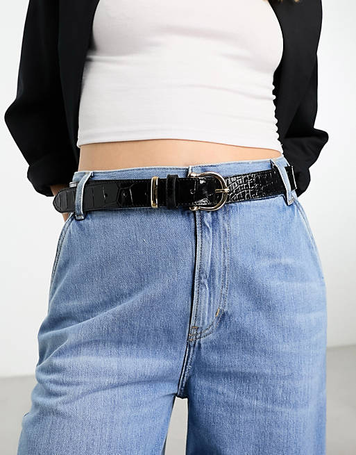 & Other Stories leather belt in black croco | ASOS