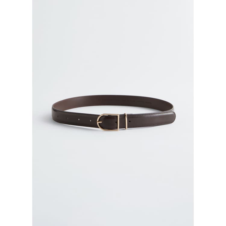 & Other Stories leather belt with gold buckle in chocolate  display picture 2