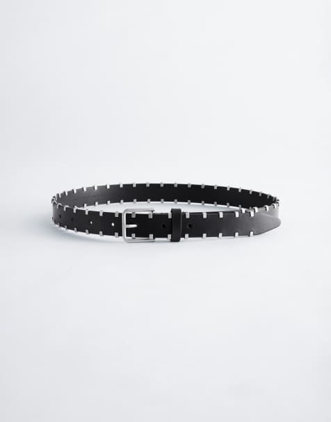 & OTHER STORIES leather belt with studs in black - view 1