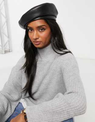 Leather store beret hat