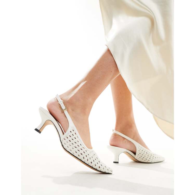 Other Stories leather braided slingback pointed kitten heels in white ClassicfuncenterShops