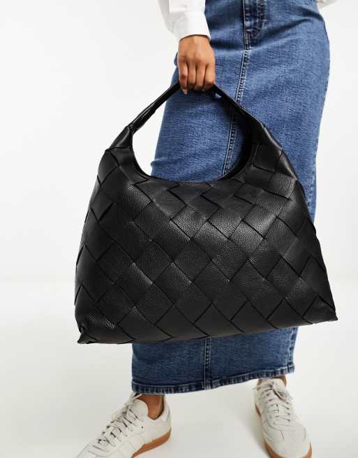 Braided leather shoulder bag