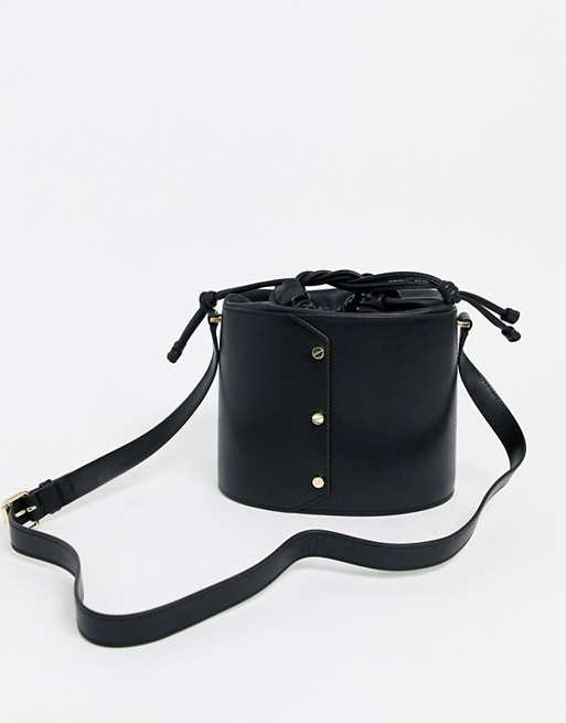 & Other Stories leather bucket bag in black