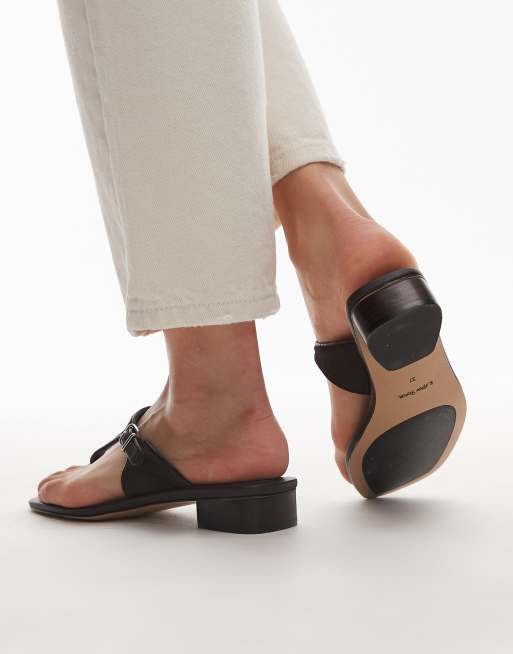 & Other Stories leather buckle sandals in hairy dark brown, 3 of 4