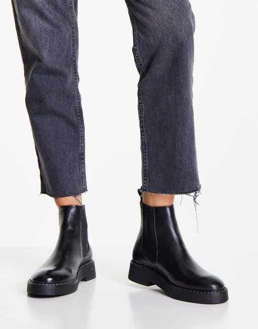 & Other Stories leather chelsea boots with contrast stitch in black