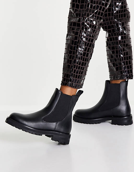 & Other Stories leather chunky chelsea boots in black